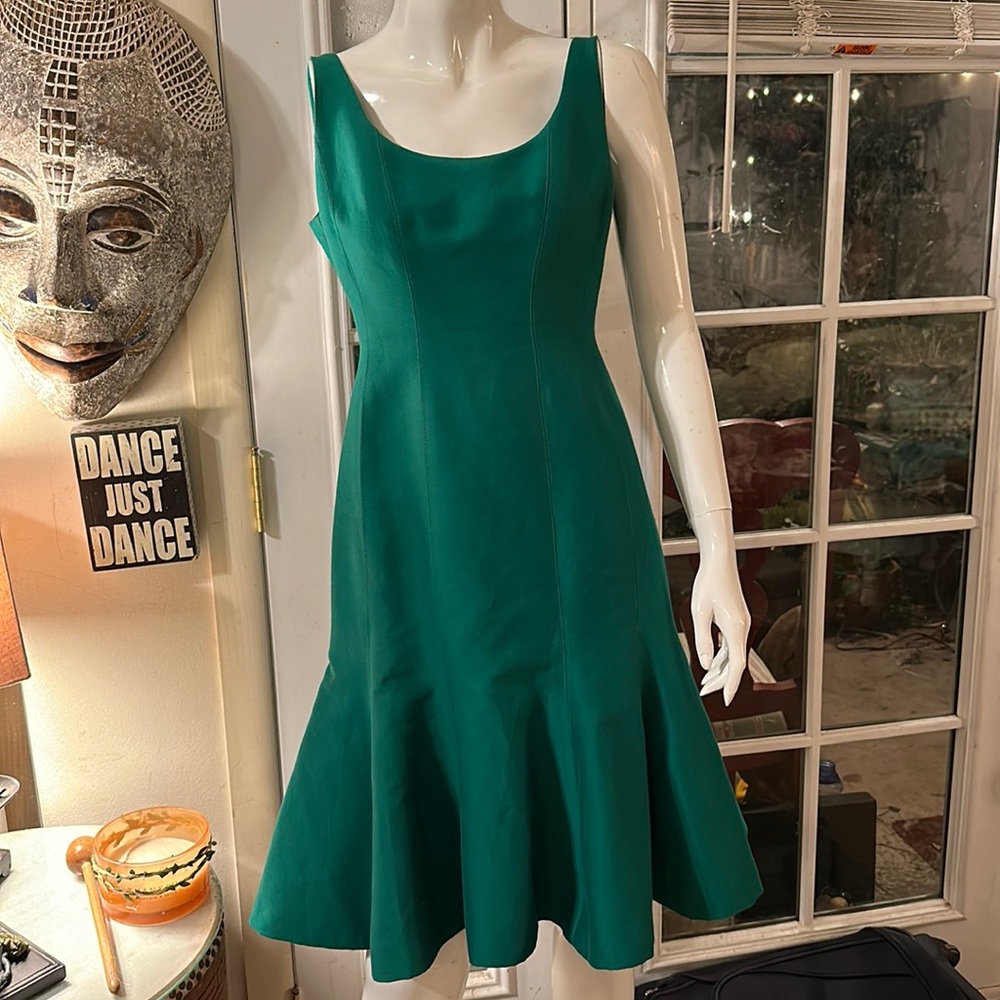Halston Heritage Solid Green Dress - image 1
